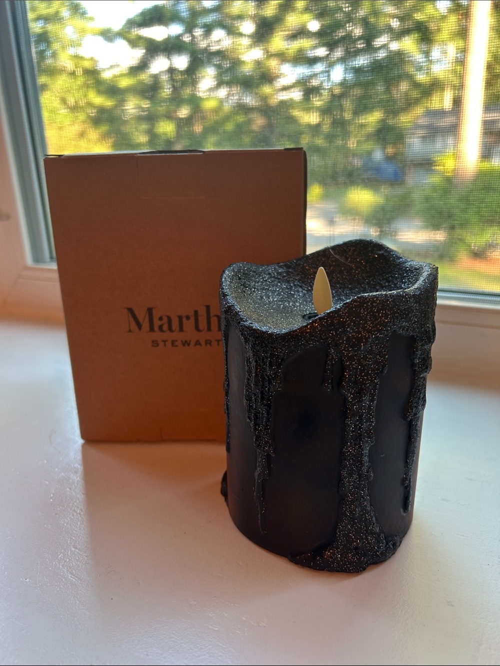 Martha Stewart Black Glitter Drip Flameless Candle